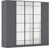 rauch Acero, Kleiderschrank, Garderobenschrank in moderner Loft-Optik, 5-türig, 3 Glastüren, mit 3 Kleiderstangen und 3 Einlegeböden, Farbe Grau metallic, BxHxT 226x210x54cm Bild 3
