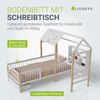 Juskys Kinderbett Yari 90x200 cm - Integrierter Schreibtisch, Praktische Schublade, Massiver Kieferrahmen, Pflegeleicht, 150 kg belastbar - weiß/natur Bild 5