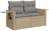 vidaXL 7-tlg. Garten-Sofagarnitur mit Kissen Beige Poly Rattan 3219918 Bild 5