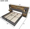 Merax Polsterbett, 180x200 Doppelbett, mit Stauraum, Systembett Beige, LED & 2 Leselampen, 2 integr. Nachttische, USB Type-C Ladeport, Leinenstoff, Grau Bild 4