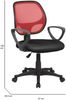 Dmora Stuhl mit Rädern Filiberta, Mesh-Arbeitsstuhl mit Armlehnen, ergonomischer Bürositz, 56x57h88/100 cm, Schwarz und Rot Bild 3