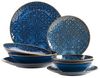 Modernes Vintage Geschirr Set für 2 Personen in maurischem Design, 8-teiliges Tafelservice mit Tellern und Schalen aus hochwertiger Keramik; Blau Bild 4
