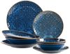 Modernes Vintage Geschirr Set für 2 Personen in maurischem Design, 8-teiliges Tafelservice mit Tellern und Schalen aus hochwertiger Keramik; Blau Bild 5