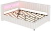 MODFU Polsterbett Daybett Tagesbett Polsterbett Doppelbett Kinderbett Gästebett (mit LED-Licht, USB-Anschluss, Rückenlehne und stabilem Rahmen, für Schlafzimmer & Gästezimmer, 140x200 cm), Ohne Matratze Bild 4