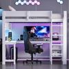 Odikalo Hochbett Kinderbett 90x200 mit Schreibtisch LED und Stauraum (großes Gaming-Hochbett aus Holz mit Schreibtisch, Ablagefächern, LED-Beleuchtung und Ladestation) Bild 3