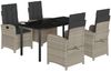 vidaXL 5-tlg. Garten-Essgruppe mit Kissen Hellgrau Poly Rattan 3212424 Bild 2