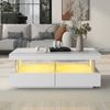 REDOM Couchtisch Hochglanz Couchtisch mit LED-Licht & Stauraum (Packung, Für ein aufgeräumtes und gleichzeitig atmosphärisches Wohnambiente), 100x60x49,5 cm, 2 Schubladen, strukturiert durch 6 Glaselemente Bild 2