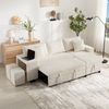 Merax Klappsofa mit Schlaffunktion, L-förmiges umbaubares Ecksofa mit USB-Ladeanschluss und Kissen, 3-Sitzer-Umbausofa mit Seitenablagen und Stauraum, Beige Bild 2
