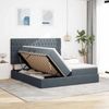 vidaXL Bett mit LED-Lichtleisten Dunkelgrau 200 x 200 cm Samt 3372900 Bild 4