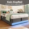 Polsterbett 90x200 mit LED, USB & Typ-C, hydraulischem Stauraum, Leinenbezug, seitliche Taschen,Grau Bild 5