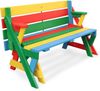 HABAU Kinderpicknickbank 2-in-1 aus Holz, klappbar, Rot / Grün / Blau / Gelb, 100 x 50 x 62 cm Bild 4