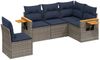 vidaXL 5-tlg. Garten-Sofagarnitur mit Kissen Grau Poly Rattan 3226817 Bild 2