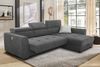Ecksofa elektrisch ausfahrbar verstellbar Couch Kopflehne Bettkasten Dunkelgrau Bild 4