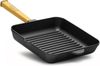 BIG-PAN Grillpfanne 28x28 cm Steakpfanne Gusseisen Holzgriff Grillpfanne Induktion, Gusseisen Bild 3