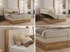 Boxspringbett, Set mit zwei Multipocket-Matratze und Topper, hohe Kopfteil, Eiche Wotan Holzrahmen - WOOD CLASSIC KING - 180 x 200 cm - Creme Struktur - H3 Bild 2