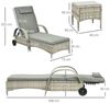 Outsunny Gartenlounge-Set 3er-Set, mit Rolle, (Liege, 3-tlg, Sonnenliege), für Garten, Balkon, Grau Bild 3