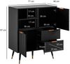 FINEBUY Kommode FB103427 (77x97x40 cm Eiche-Optik Schwarz, Kommode Modern), Anrichte, Standschrank mit 2 Türen & Schubladen Bild 3
