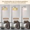 LMaxhome Stehlampe LED Bogenlampen Rattan Lampenschirm Dimmbar Stehleuchte für Wohnzimmer, Höhenverstellbarer und um 360° drehbarer Lampenarm, LED fest integriert, Warmweiß, Naturweiß, Kaltweiß (3000-6500K), E26 Fassung max 12W, Fernbedienung App-Steue... Bild 2