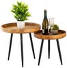 Amagohome Couchtisch Beistelltisch Holz rund Couchtisch Wohnzimmer Tisch Metalbeine Holzpla Bild 3