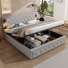 Polsterbett 180x200 cm mit Bettkasten, USB und Downlight, Leinen Grau, Lattenrost inklusive, ohne Matratze Bild 2