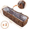 Spetebo Blumenkasten Rattan Balkonkasten eckig mit Folie (natur dunkel, 2 St, Stück), Rattan Blumenkasten mit Aufhängung für Geländer bis 3,5 cm Bild 2