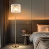 LED Stehleuchte, Metall, Gold, Glasstäbe, E27, H 152 cm Bild 3