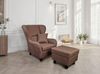 Ohrensessel mit Hocker Landhaus Polster-, TV-, Lesesessel Strukturstoff in Braun Bild 2