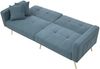 Flieks Schlafsofa mit Bettfunktion, 2-Sitzer Sofa, verstellbare Rückenlehne, goldene Beine, 2 Kissen & Seitentaschen, Teddy Stoff, Smogblau Bild 5