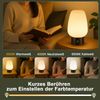 ZMH LED Nachttischlampe Akku Kabellos Aufladbar USB Weiß IP44 Wasserdicht Glas 3000K-6500K Dimmbar Touch Für Schlafzimmer Küche Bild 4