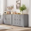 Modernes, elegantes Sideboard mit 3 Schubladen und kühlschrankähnlichen Türen, Buffetschrank für Esszimmer, Wohnzimmer und Diele (Grau) Bild 4
