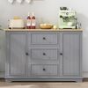 Modernes, elegantes Sideboard mit 3 Schubladen und kühlschrankähnlichen Türen, Buffetschrank für Esszimmer, Wohnzimmer und Diele (Grau) Bild 2