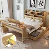 Novelux Kinderbett 140x200 mit Stauraum und Klapptisch – Holzbett Natur mit Kopfteilregal, Schublade, Lattenrost, flexible Montage, ohne Matratze Bild 3