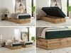 Boxspringbett, Einzelbett WOOD ZERO 90 x 200 cm, Hotelbett ohne Kopfteil, Bett mit Stauraum, 7-Zonen Multipocket-Matratze - Dunkelgrün Cordstoff - H3 - Topper T25 Bild 2