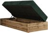 Boxspringbett, Einzelbett WOOD ZERO 90 x 200 cm, Hotelbett ohne Kopfteil, Bett mit Stauraum, 7-Zonen Multipocket-Matratze - Dunkelgrün Cordstoff - H3 - Topper T25 Bild 5