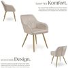 tectake Esszimmerstuhl Polstersessel gepolstert, in Samtoptik, gesteppt, 58 x 62 x 82 cm (Küchenstuhl Marilyn in taupe/gold, 6 St), schlanke, goldene Stahlbeine, bodenschonend, Belastbarkeit 120 kg Bild 2
