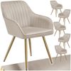 tectake Esszimmerstuhl Polstersessel gepolstert, in Samtoptik, gesteppt, 58 x 62 x 82 cm (Küchenstuhl Marilyn in taupe/gold, 6 St), schlanke, goldene Stahlbeine, bodenschonend, Belastbarkeit 120 kg Bild 5