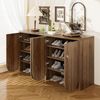 Sideboard 147 cm in Walnussoptik mit Rillenfront, viel Stauraum, 4-türiger Aufbewahrungsschrank, modernes Wohnzimmer-Buffet Bild 4
