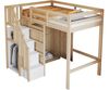 Hochbett 90×200 mit Kleiderschrank, Stauraumtreppe, offenem Unterbereich, multifunktionales Kinder- & Jugendbett in Holzoptik Bild 5