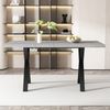 Esstisch 140 x 80 x 76 cm mit Kreuzbeinen – moderner Tisch in Grau/Schwarz aus MDF und Metall Bild 2