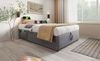 Bett 90x200 cm mit Bettkasten und USB-/Type-C-Anschlüssen, Leinenbezug in Grau Bild 3