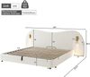 Merax Polsterbett, Doppelbett, 180*200cm, hydraulisches Funktionsbett, mit USB-Ladeanschluss und Leselampe, Bett mit Lattenrost, Kopfteil und großem Stauraum, Bouclé, Weiß Bild 4