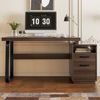 Schreibtisch aus MDF und Stahl mit Schublade & offenem Fach,Stabiler Computertisch, Büro & Homeoffice,Dunkelbraun Bild 3