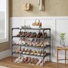 SONGMICS Schuhregal 4 Ebenen, Schuhablage, Schuhaufbewahrung, Eingangsbereich, Flur, platzsparend, 29,7 x 62,3 x 70,5 cm, Metallrahmen, Vliesstoff-Ablage, tintenschwarz Bild 2