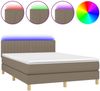 Polsterbett mit Matratze & LED Stoff Taupe 140x200 cm Bild 2