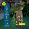 Hoberg Dekosäule LED Pflanzsäule Ginkgoblätter-Design in Beton-Optik, In- und Outdoor geeignet, Integrierte Beleuchtung, 6h Timer, kabellos Bild 2