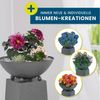 Hoberg Dekosäule LED Pflanzsäule Ginkgoblätter-Design in Beton-Optik, In- und Outdoor geeignet, Integrierte Beleuchtung, 6h Timer, kabellos Bild 3