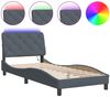 vidaXL Bettgestell mit LED ohne Matratze Dunkelgrau 80x200 cm Samt 3213820 Bild 2