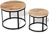 vidaXL 2-tlg. Couchtisch-Set Raues Mangoholz Rund 40cm/50cm Bild 3