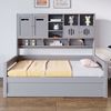 Merax Einzelbett, Jugendbett, Holz-Schlafsofa 90 x 200 cm, multifunktionaler Stauraum, hydraulisches Bett, Bettgestell, grau (Ohne Matratze) Bild 3