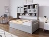 Merax Einzelbett, Jugendbett, Holz-Schlafsofa 90 x 200 cm, multifunktionaler Stauraum, hydraulisches Bett, Bettgestell, grau (Ohne Matratze) Bild 5